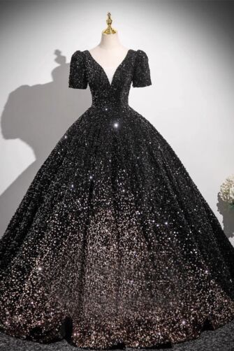 Midnight Queen – Black Sequin Ball Gown