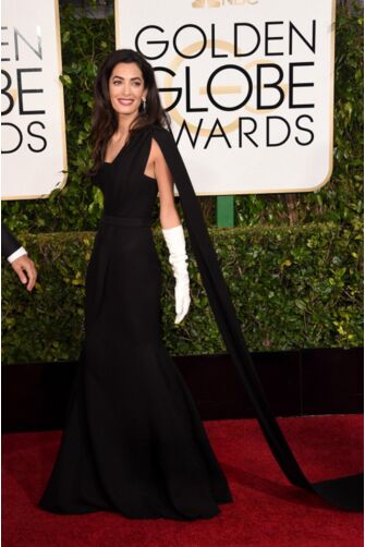 Amal Clooney Black Dress Golden Globes 2015