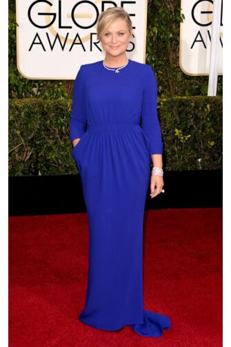 Amy Poehler Royal Blue Dress Golden Globes 2015