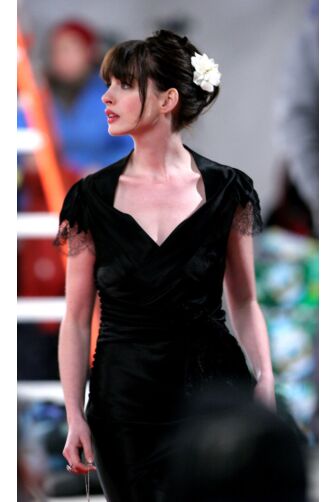 Anne Hathaway Inspired Black Evening Dress in Movie "The Devil Wears Prada"