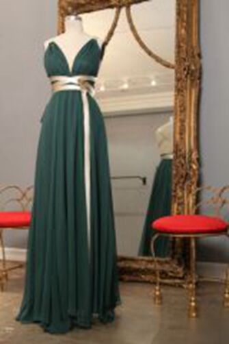 Bay Kennish Blue Chiffon V Neck Backless A Line Prom Dress Switched at Birth