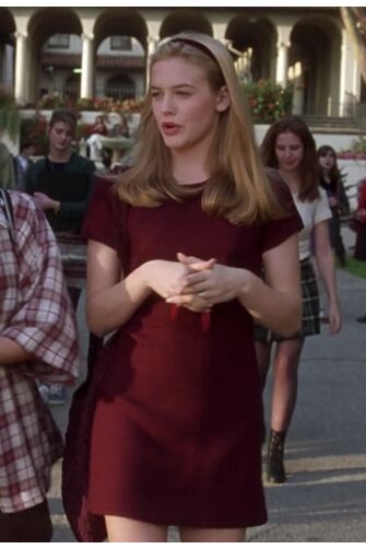 Alicia Silverstone Cher Short Burgundy Dress in Movie Clueless
