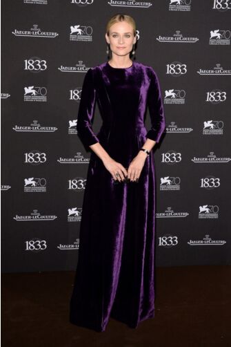 Diane Kruger Purple Velvet Long-sleeve Formal Dress Jaeger-LeCoultre Gala