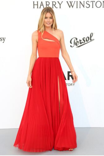 Scarlet Cascade – One-Shoulder Pleated Chiffon Gown
