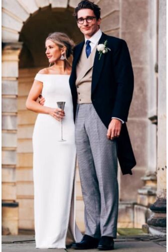 Ellie Goulding Inspired White Off-the-shoulder Celebrity Wedding Dress with Slit