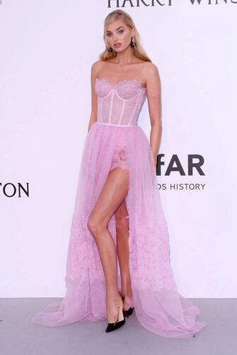 Rosy Reverie – Elsa Hosk Cannes 2017–Inspired Strapless Lace Corset & Tulle Gown