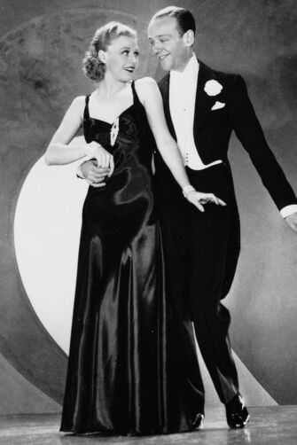Ginger Rogers Inspired Black Satin Dress in 1930s Movie Roberta