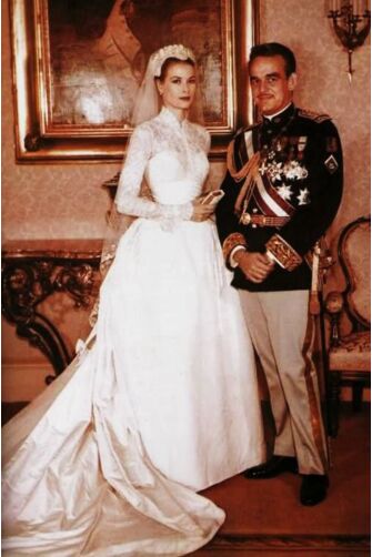 Grace Kelly Inspired High Neck Lace Celebrity Wedding Gown