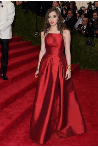 Ruby Reverie – Met Gala 2015–Inspired Red Satin Square-Neck Ball Gown