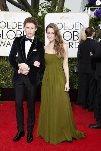 Hannah Bagshawe Green Strapless Chiffon Formal Prom Dress Golden Globes 2015