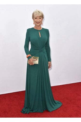 Helen Mirren Teal Green Long-sleeve Celebrity Formal Dress "Red 2" Premiere