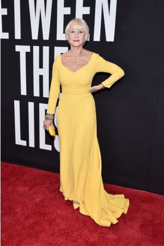 Helen Mirren Yellow Long-Sleeve Formal Dress “The Good Liar” Premiere