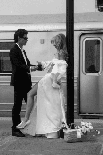 Elegant Ivory Off-shoulder Two-piece Dress with Lace Detailing