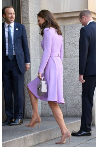 Lilac Grace Kate Middleton Inspired Long Sleeve A Line Knee Length Celebrity Formal Prom Dress