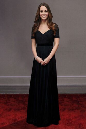 Kate Middleton Navy Blue Off-the-shoulder Tulle Formal Evening Celebrity Dress