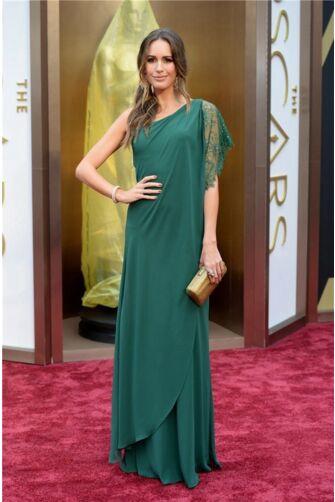 Louise Roe Green One-shoulder Formal Prom Celebrity Dress Oscars 2014