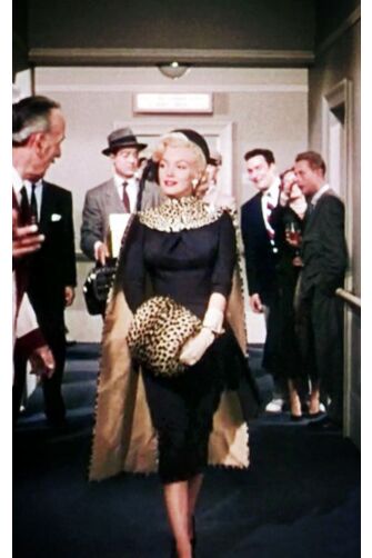 Marilyn Monroe Inspired Black Dress with Leopard Cape and Muff