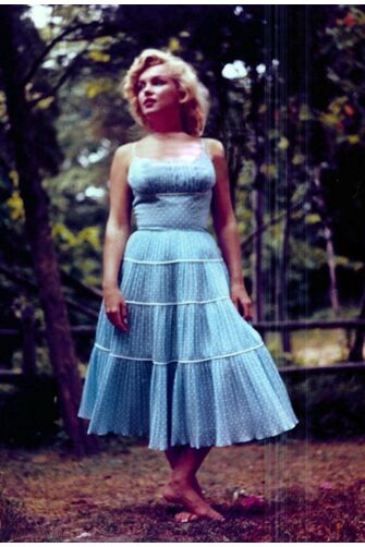 Marilyn Monroe Inspired Blue Polka Dot Dress 1950s Fashion