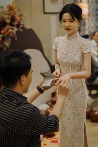 Ivory Lace Mandarin-Collar Cheongsam – Perfect for Engagements and Formal Occasions