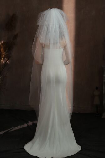 Two-Tier Tulle Veil with Long Train for Bridal Events