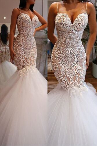 Lace Illusion Mermaid Gown with Long for Formal Events