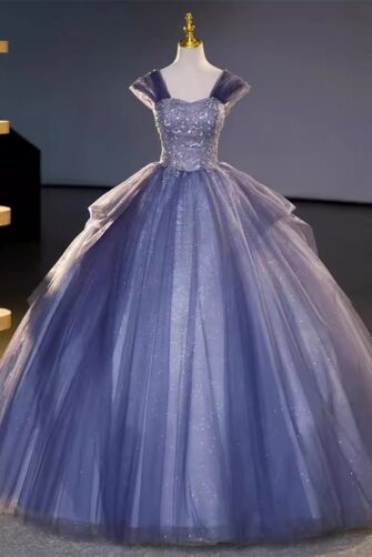 Lavender Glitter Off-Shoulder Ball Gown with Embellished Bodice – Perfect for Weddings and Formal Events