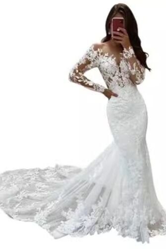 Sleeve Lace Mermaid Gown with Long Train for Formal Events