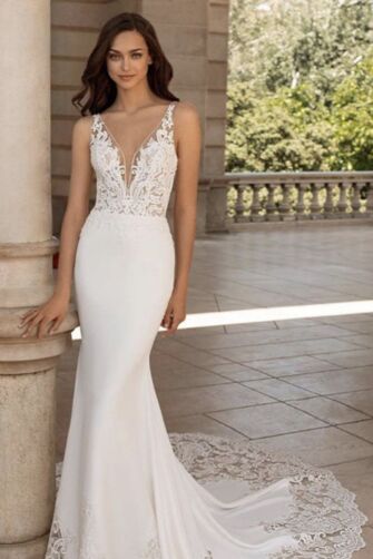 Neck Mermaid Gown with Long Train for Formal Events