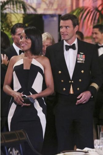 Olivia Pope Black and White Strapless Evening Dress from Scandal