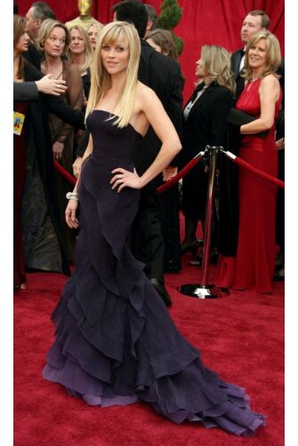 Reese Witherspoon Inspired Purple Strapless Mermaid Celebrity Dress Oscars 2007