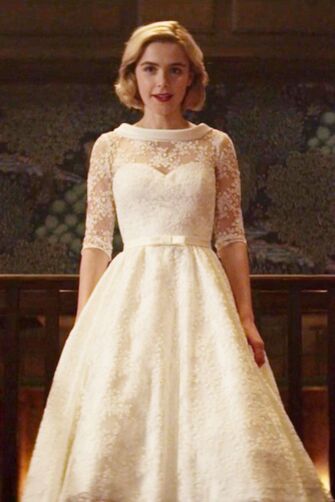 Sabrina White Lace Tea-length Dress Chilling Adventures of Sabrina Costume