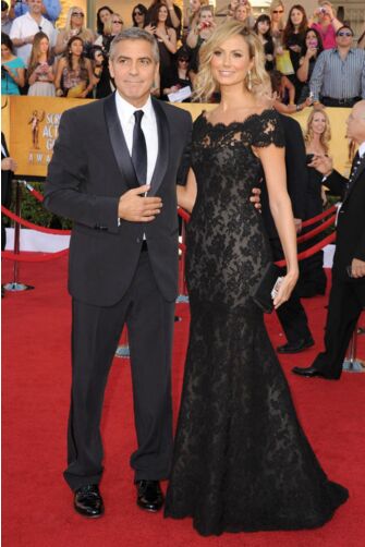 Stacy Keibler Black Lace Mermaid Formal Celebrity Dress SAG Awards 2012