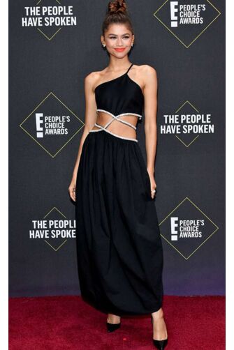 Zendaya Black Cut-out Celebrity Dress with Slit People's Choice Awards 2019