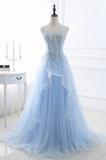 Celestial Mist – Blue Layered Couture Dress