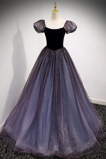 Obsidian Constellation — Shimmer Tulle Evening Gown