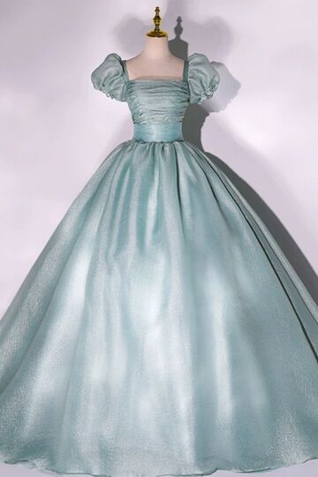 Square Neck, Ruched Bodice, Shimmer Organza Quinceañera/Prom Dress