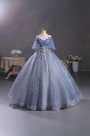 Twilight Bloom – Elegant Off-Shoulder Dress