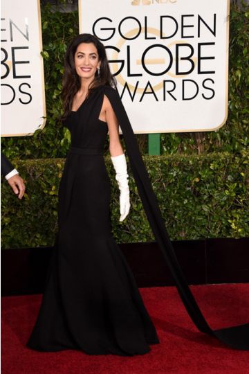Amal Clooney Black Dress Golden Globes 2015
