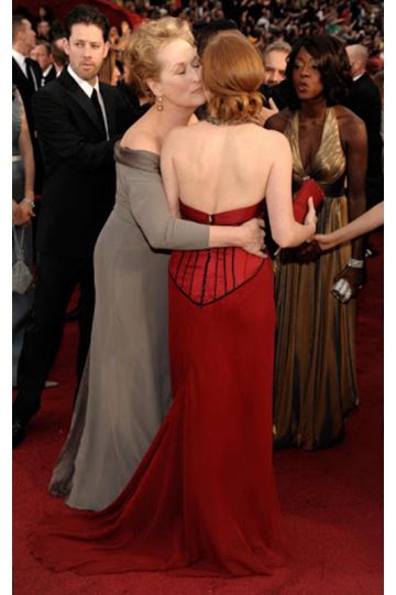 Amy Adams Red Strapless Chiffon Formal Prom Celebrity Evening Dress Oscars 2009