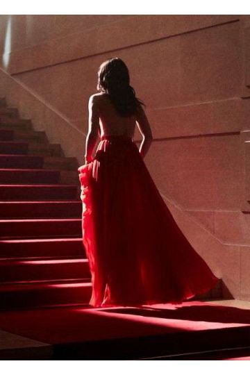 Ana de Armas Red Dress Entering Red