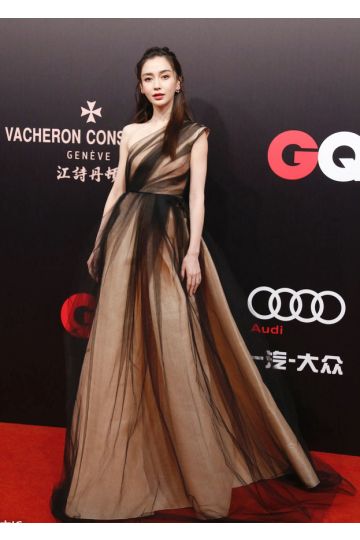 Angelababy Black and Gold Tulle Dress GQ Men 2018