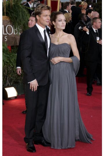 Angelina Jolie Grey Dress Golden Globes 2007