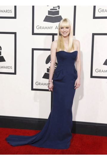 Anna Faris Navy Blue Dress Grammys 2014