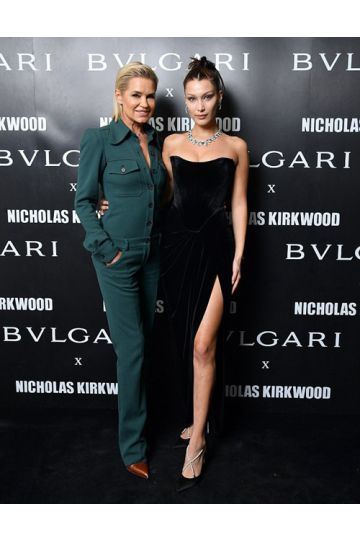 Bella Hadid Black Velvet Dress Bvlgari Party