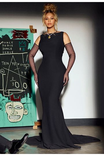Beyonce Inspired Black Mermaid Long Formal Celebrity Evening Dress