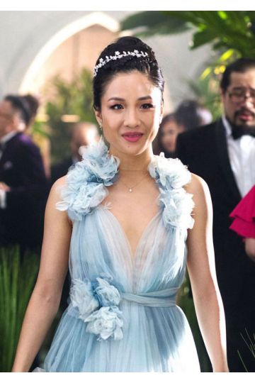 Orchid Reverie – Blue Tulle Floral-Embellished Floor-Length Prom Gown