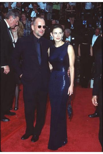 Demi Moore Navy Sequin Sleeveless Sheath Celebrity Dress Emmys 1997