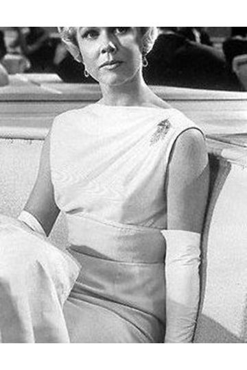 Doris Day Inspired White Open Back Evening Dress in 1950s Movie "Pillow Talk"