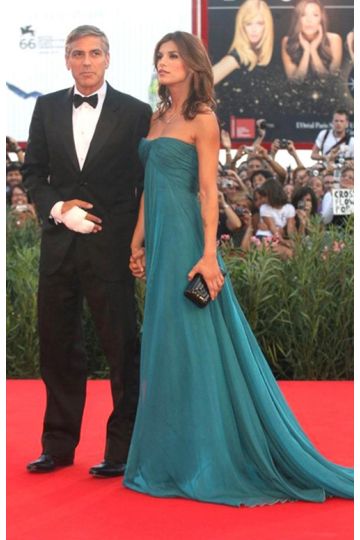 Venice Dream – Elisabetta Canalis Teal Strapless Chiffon Gown