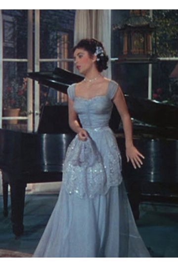 Elizabeth Taylor Blue 1950s Vintage Celebrity Formal Dress in Movie "A Date with Judy"